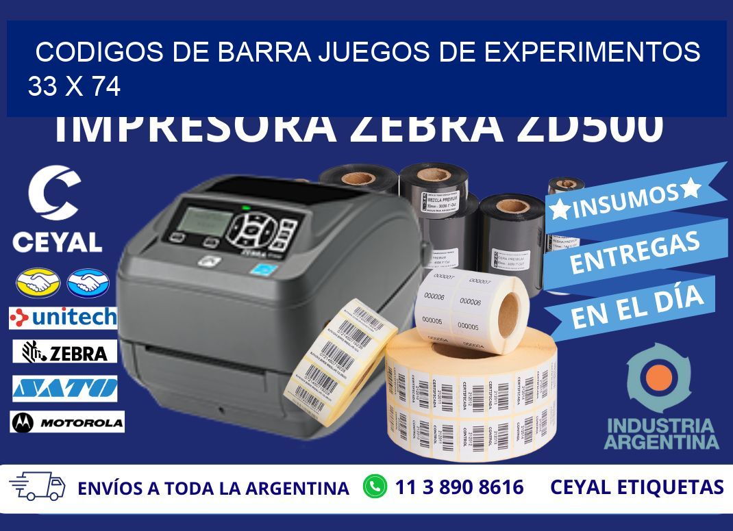 CODIGOS DE BARRA JUEGOS DE EXPERIMENTOS  33 x 74
