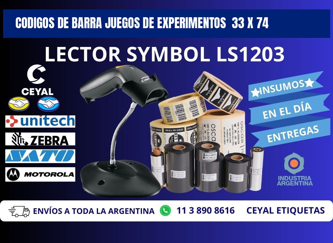 CODIGOS DE BARRA JUEGOS DE EXPERIMENTOS  33 x 74