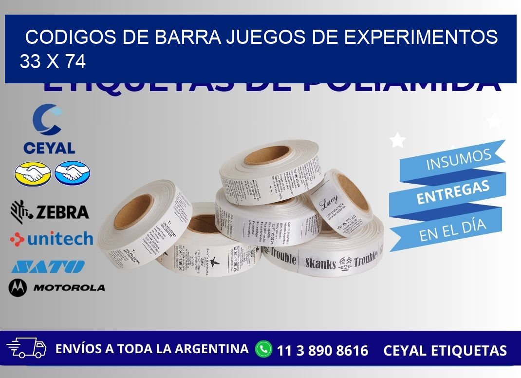CODIGOS DE BARRA JUEGOS DE EXPERIMENTOS  33 x 74