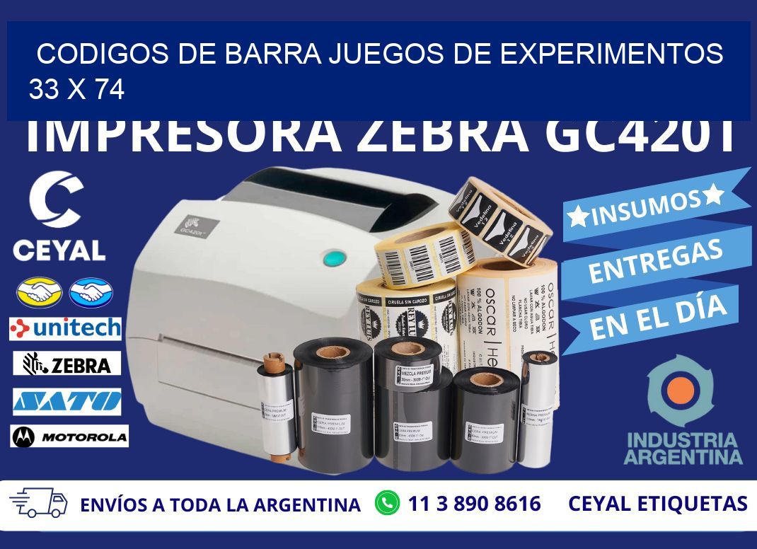 CODIGOS DE BARRA JUEGOS DE EXPERIMENTOS  33 x 74