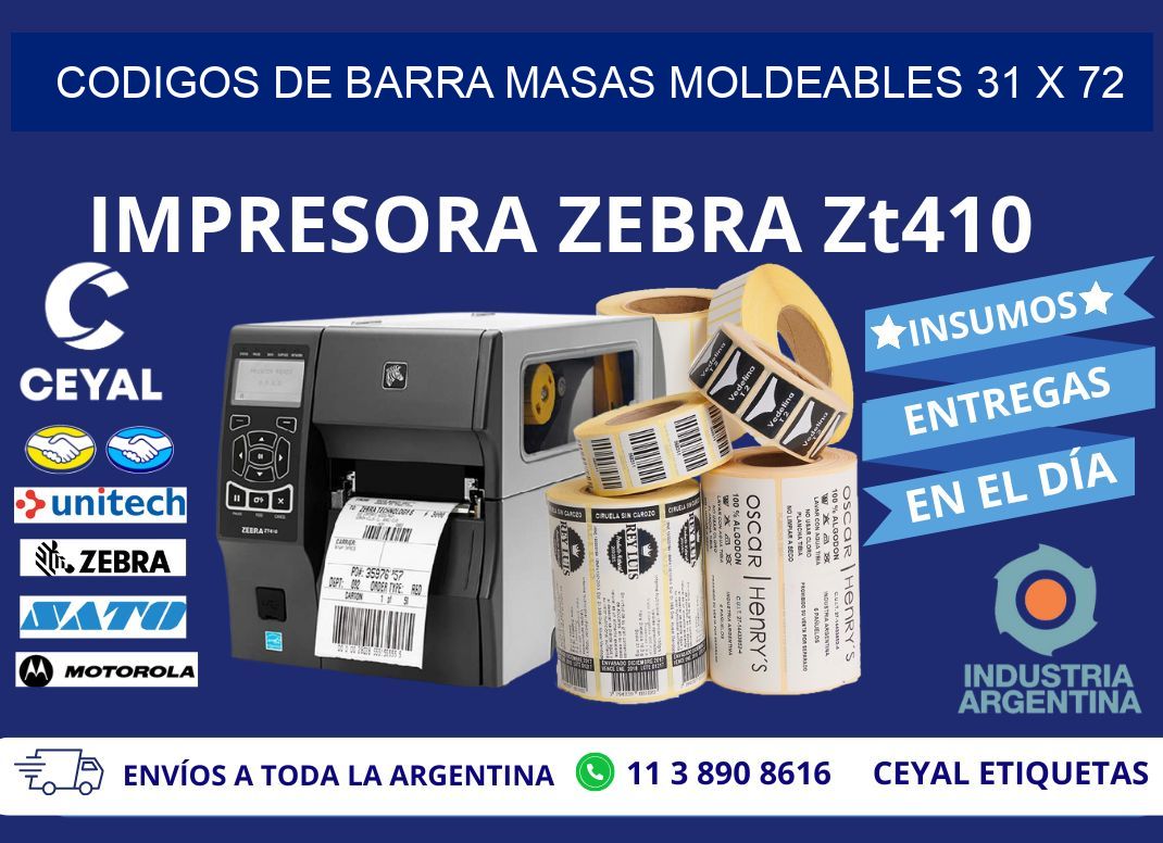 CODIGOS DE BARRA MASAS MOLDEABLES 31 x 72