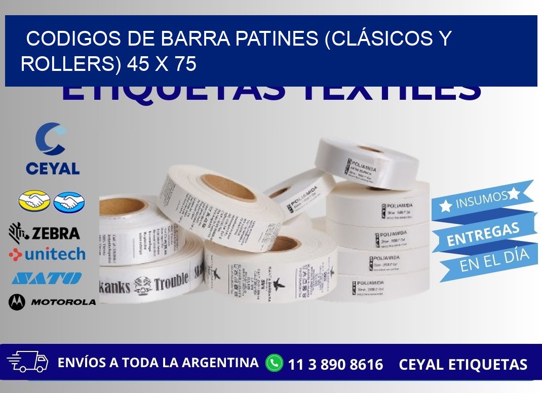 CODIGOS DE BARRA PATINES (CLÁSICOS Y ROLLERS) 45 x 75