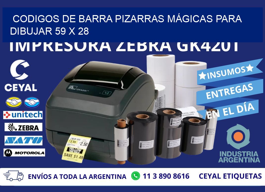 CODIGOS DE BARRA PIZARRAS MÁGICAS PARA DIBUJAR 59 x 28