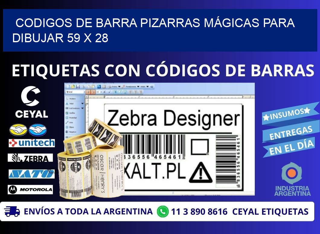 CODIGOS DE BARRA PIZARRAS MÁGICAS PARA DIBUJAR 59 x 28