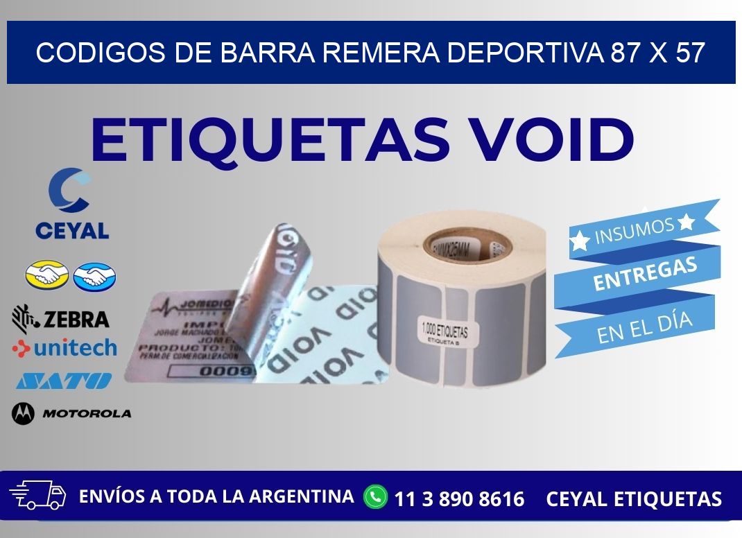 CODIGOS DE BARRA REMERA DEPORTIVA 87 x 57