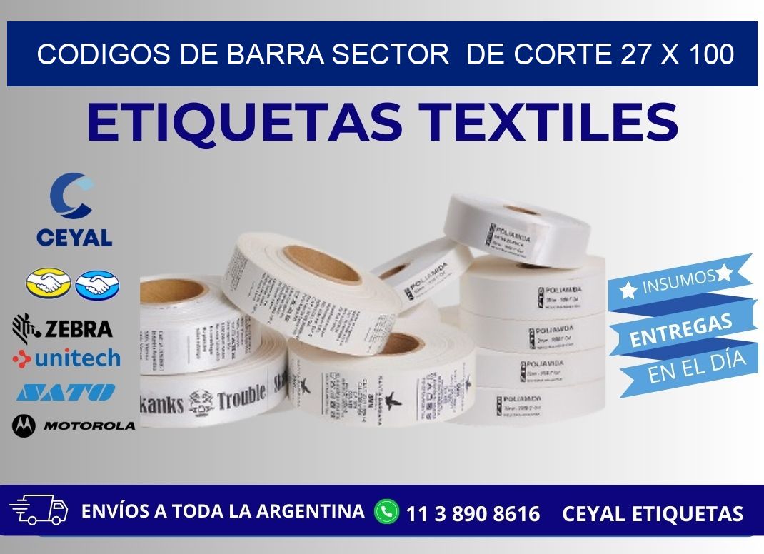 CODIGOS DE BARRA SECTOR  DE CORTE 27 x 100