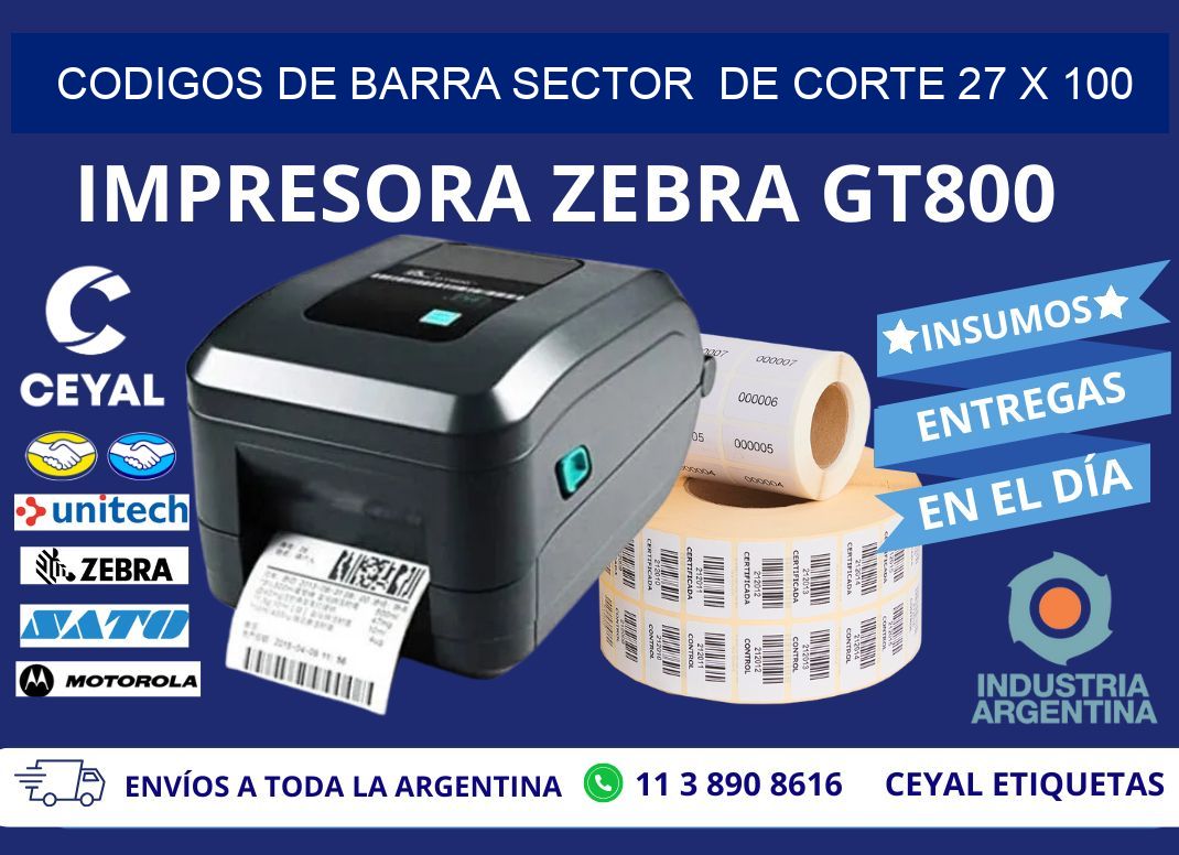 CODIGOS DE BARRA SECTOR  DE CORTE 27 x 100