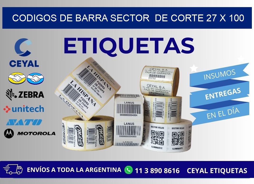 CODIGOS DE BARRA SECTOR  DE CORTE 27 x 100