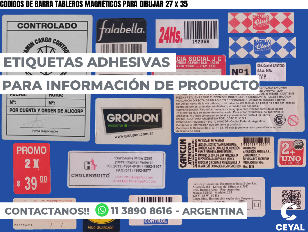 CODIGOS DE BARRA TABLEROS MAGNÉTICOS PARA DIBUJAR 27 x 35