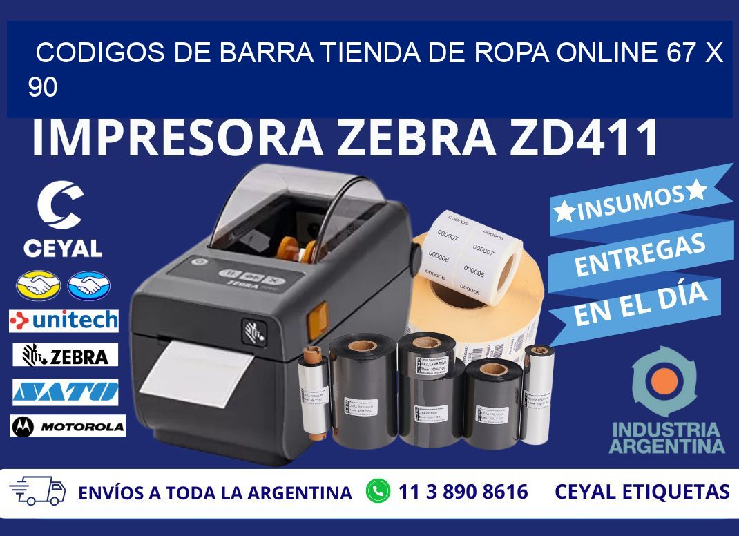 CODIGOS DE BARRA TIENDA DE ROPA ONLINE 67 x 90