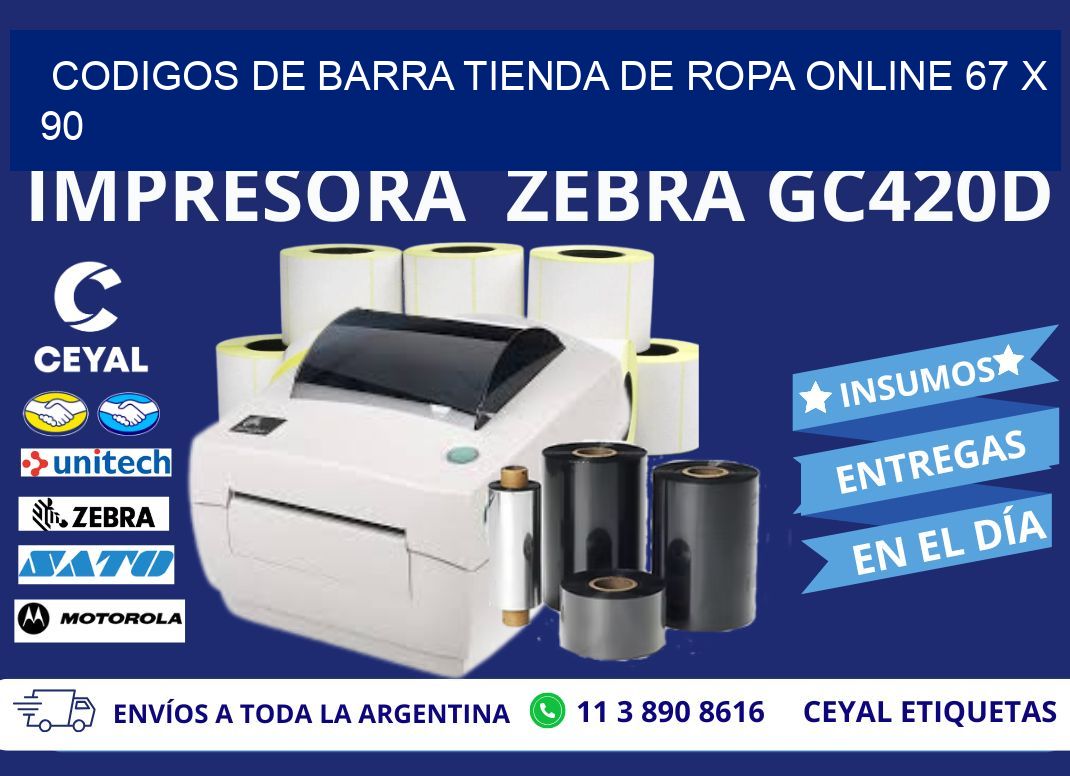 CODIGOS DE BARRA TIENDA DE ROPA ONLINE 67 x 90