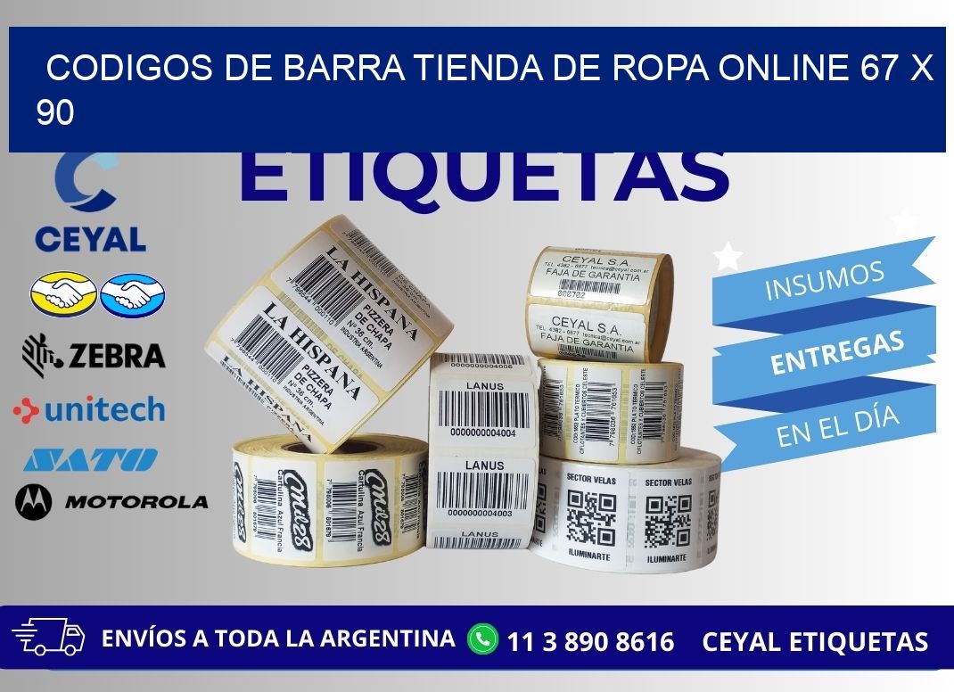 CODIGOS DE BARRA TIENDA DE ROPA ONLINE 67 x 90