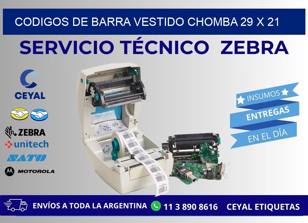 CODIGOS DE BARRA VESTIDO CHOMBA 29 x 21