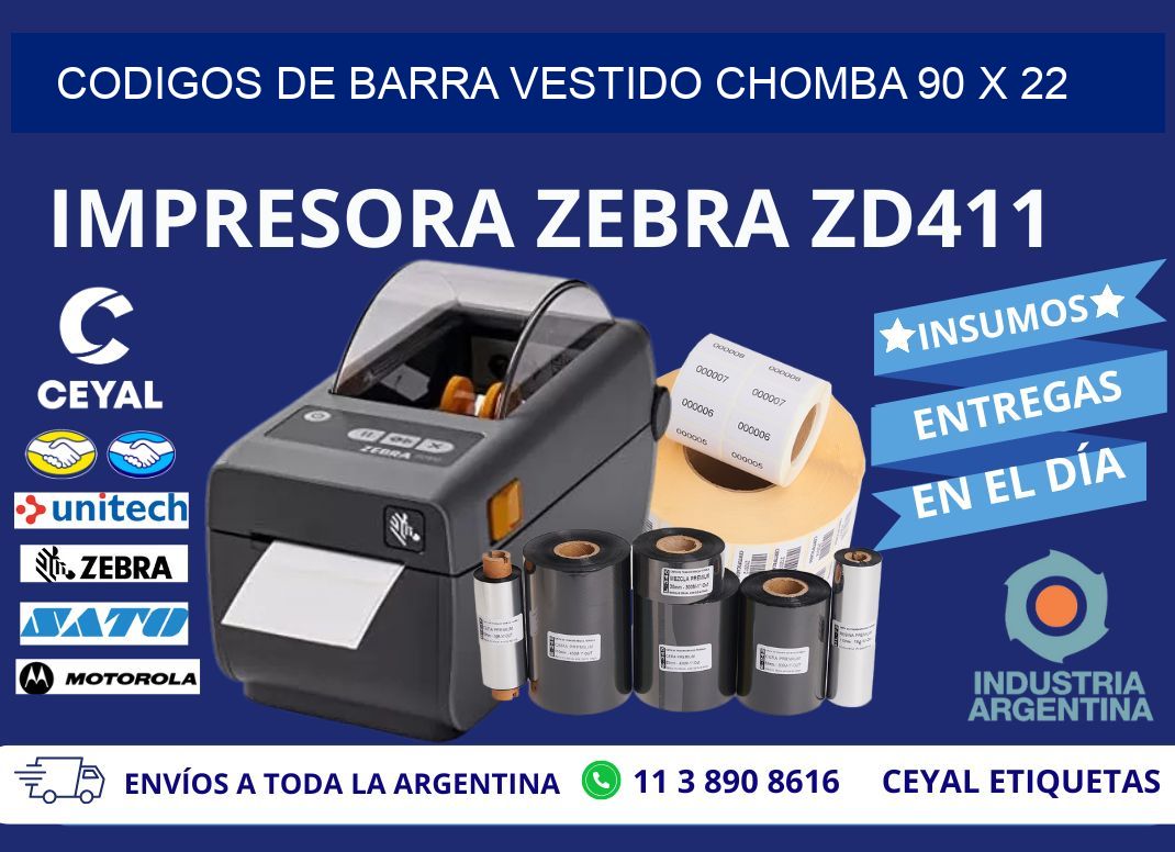 CODIGOS DE BARRA VESTIDO CHOMBA 90 x 22