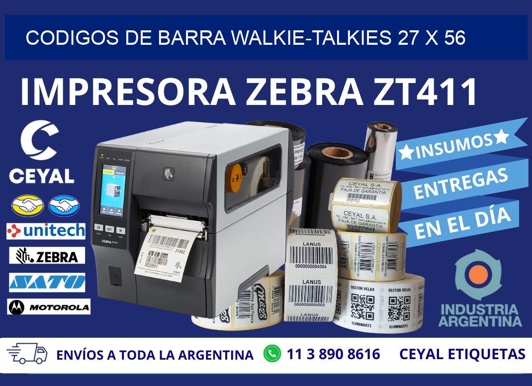 CODIGOS DE BARRA WALKIE-TALKIES 27 x 56
