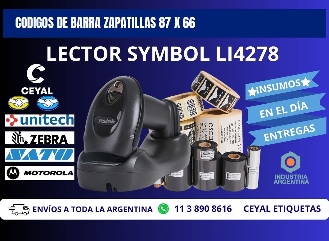 CODIGOS DE BARRA ZAPATILLAS 87 x 66