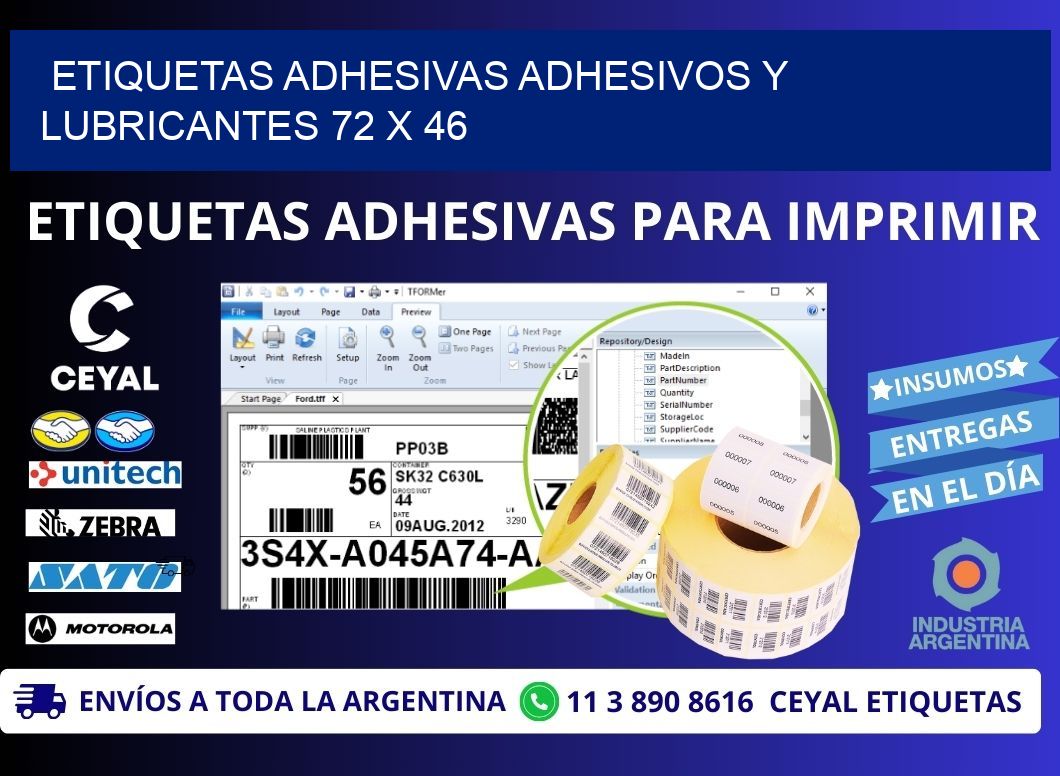 ETIQUETAS ADHESIVAS ADHESIVOS Y LUBRICANTES 72 x 46