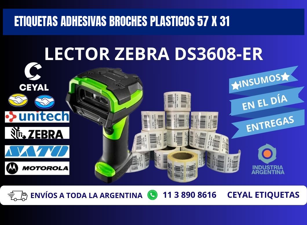 ETIQUETAS ADHESIVAS BROCHES PLASTICOS 57 x 31