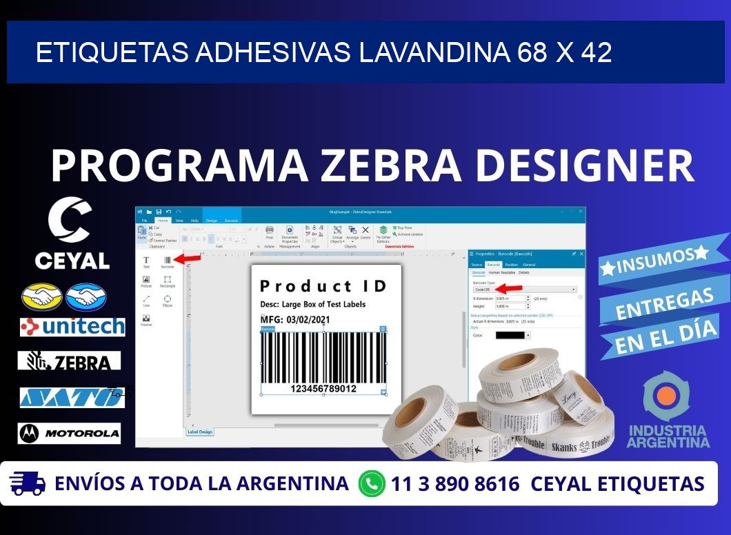 ETIQUETAS ADHESIVAS LAVANDINA 68 x 42