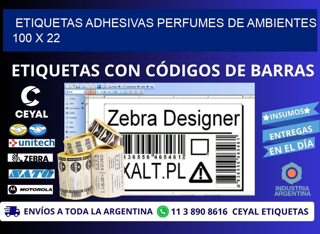 ETIQUETAS ADHESIVAS PERFUMES DE AMBIENTES 100 x 22