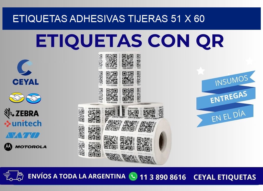 ETIQUETAS ADHESIVAS TIJERAS 51 x 60