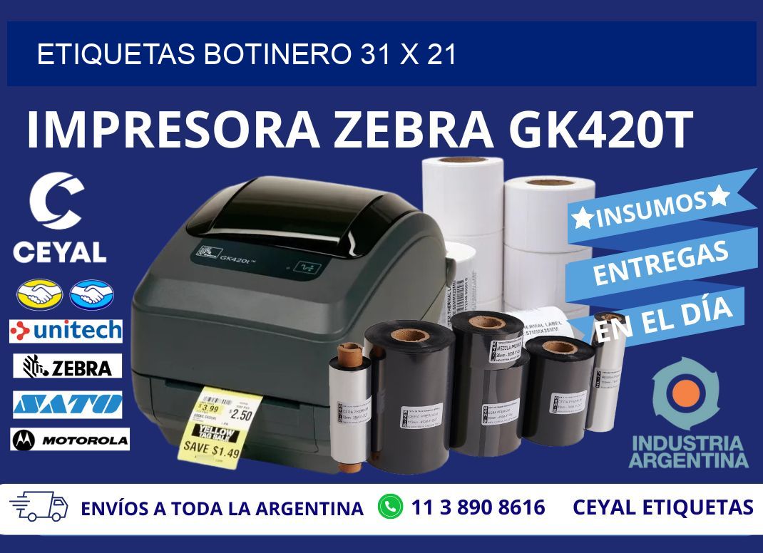 ETIQUETAS BOTINERO 31 x 21