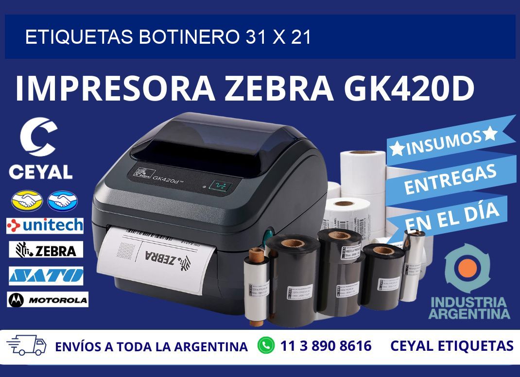 ETIQUETAS BOTINERO 31 x 21