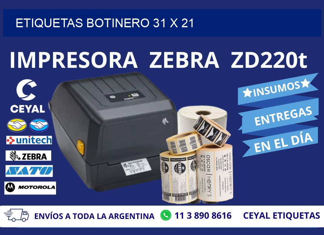 ETIQUETAS BOTINERO 31 x 21