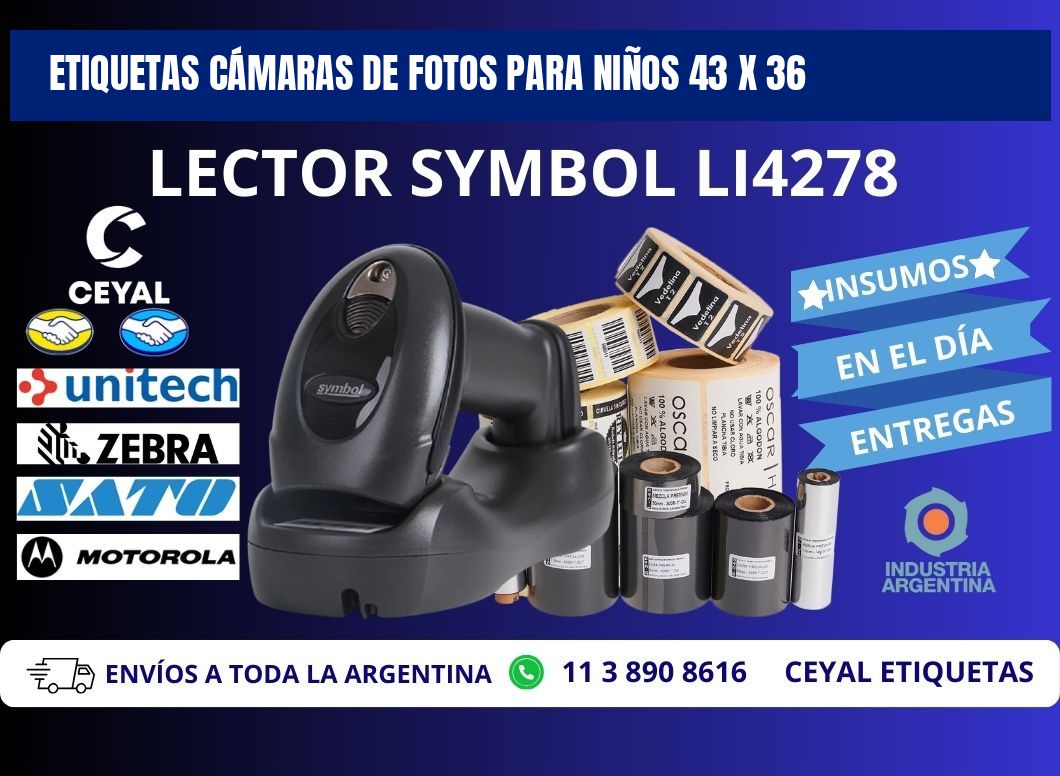 ETIQUETAS CÁMARAS DE FOTOS PARA NIÑOS 43 x 36