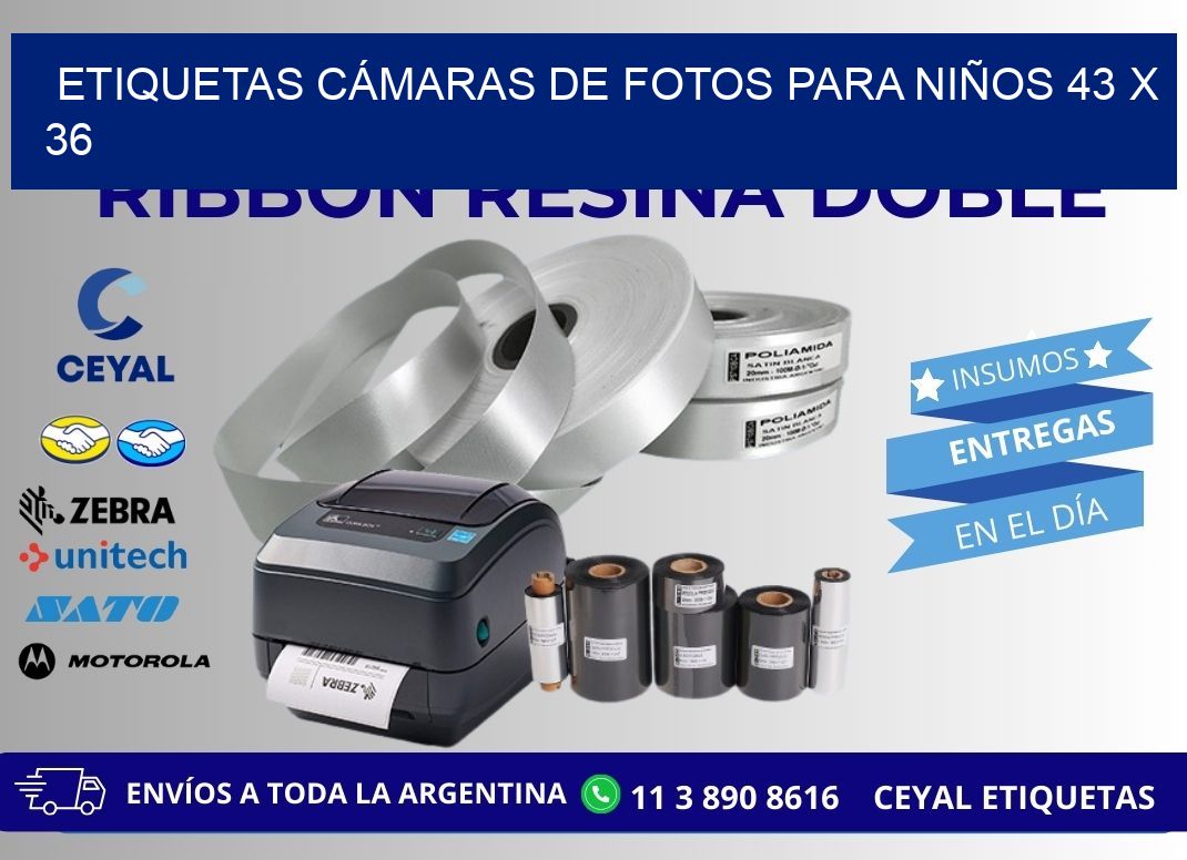 ETIQUETAS CÁMARAS DE FOTOS PARA NIÑOS 43 x 36