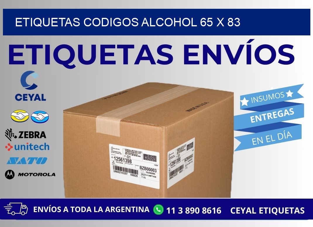 ETIQUETAS CODIGOS ALCOHOL 65 x 83