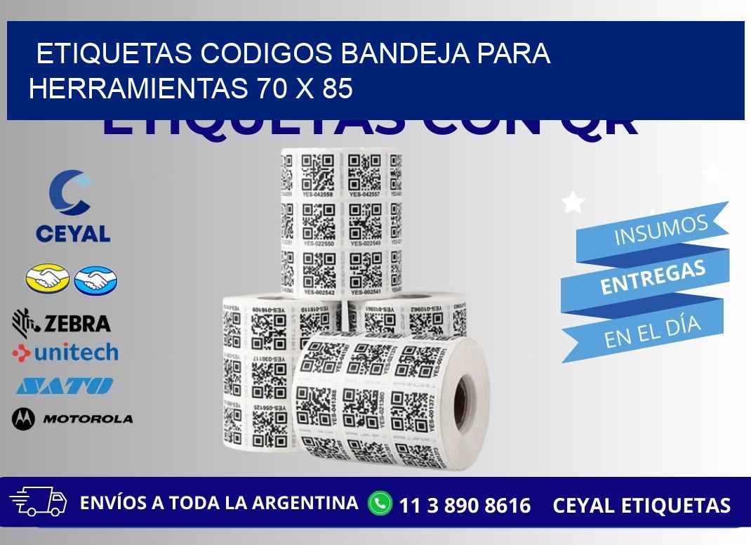 ETIQUETAS CODIGOS BANDEJA PARA HERRAMIENTAS 70 x 85