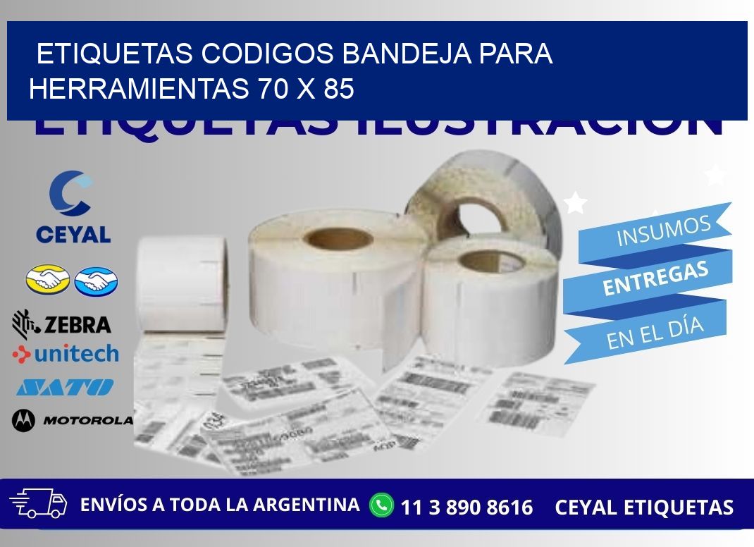 ETIQUETAS CODIGOS BANDEJA PARA HERRAMIENTAS 70 x 85