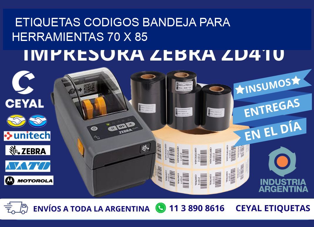 ETIQUETAS CODIGOS BANDEJA PARA HERRAMIENTAS 70 x 85