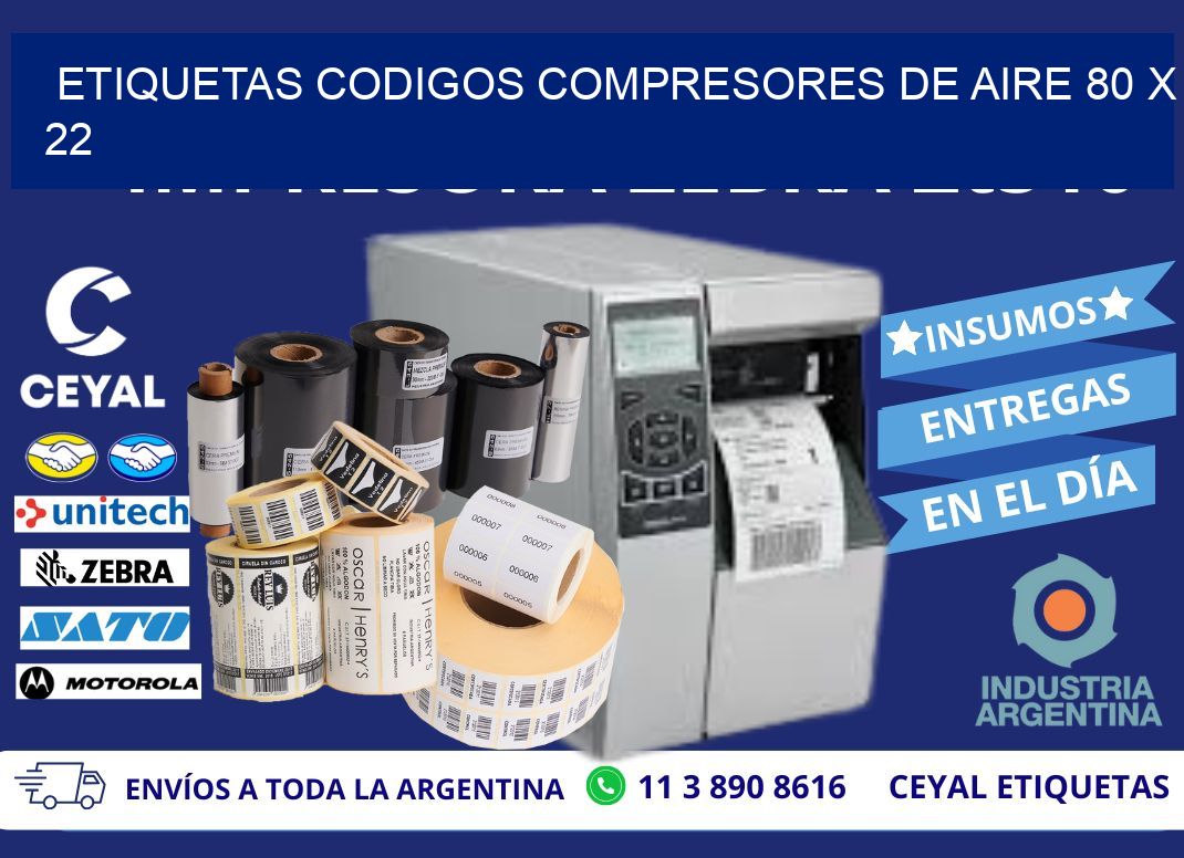 ETIQUETAS CODIGOS COMPRESORES DE AIRE 80 x 22