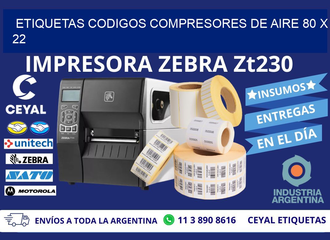 ETIQUETAS CODIGOS COMPRESORES DE AIRE 80 x 22