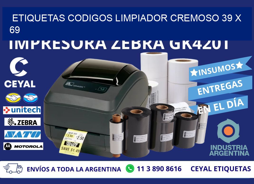 ETIQUETAS CODIGOS LIMPIADOR CREMOSO 39 x 69