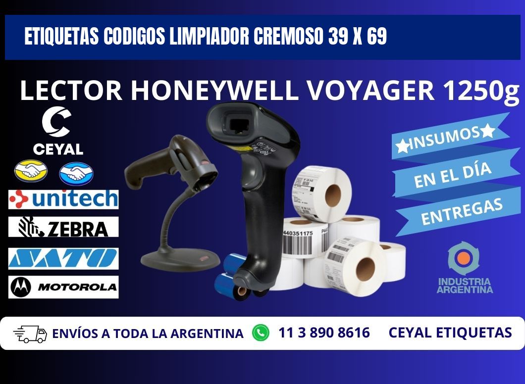 ETIQUETAS CODIGOS LIMPIADOR CREMOSO 39 x 69