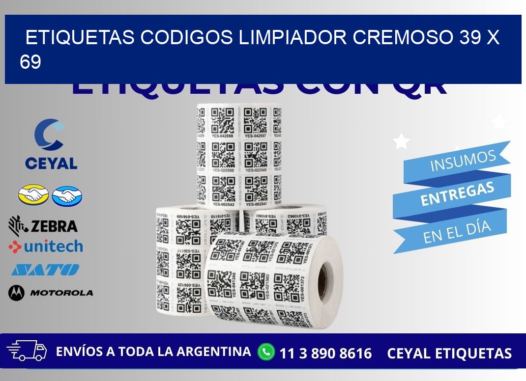 ETIQUETAS CODIGOS LIMPIADOR CREMOSO 39 x 69