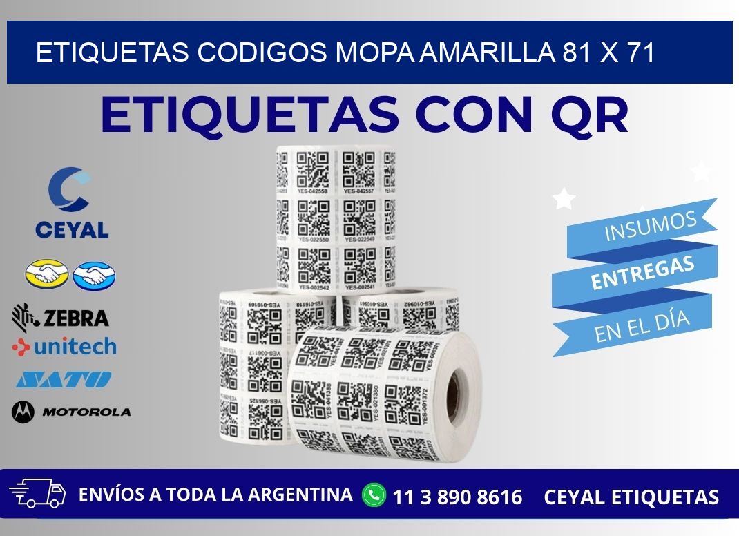 ETIQUETAS CODIGOS MOPA AMARILLA 81 x 71