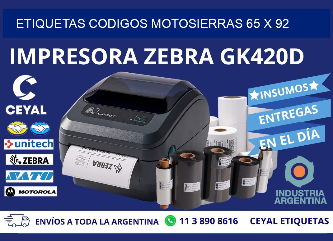 ETIQUETAS CODIGOS MOTOSIERRAS 65 x 92