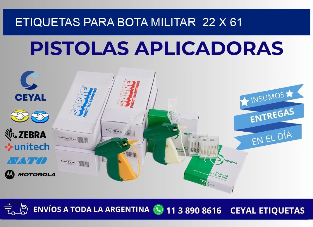 ETIQUETAS PARA BOTA MILITAR  22 x 61