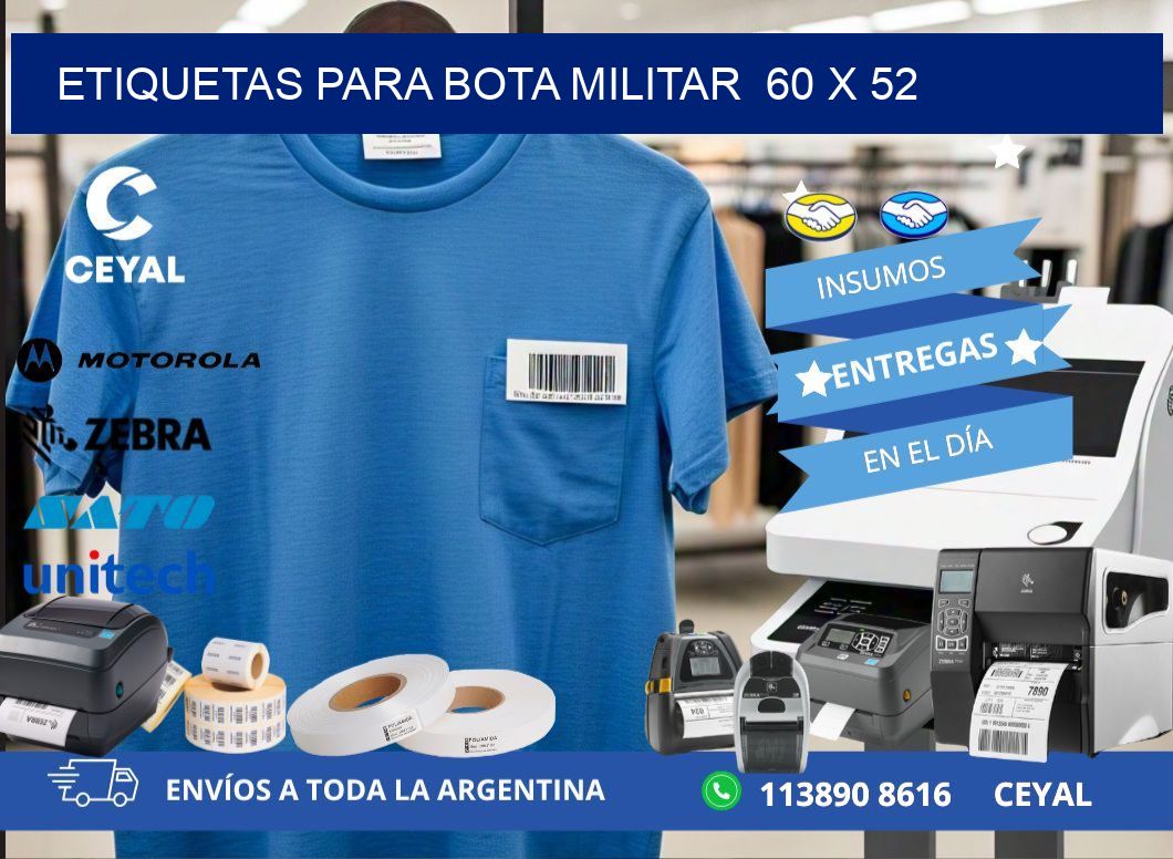 ETIQUETAS PARA BOTA MILITAR  60 x 52