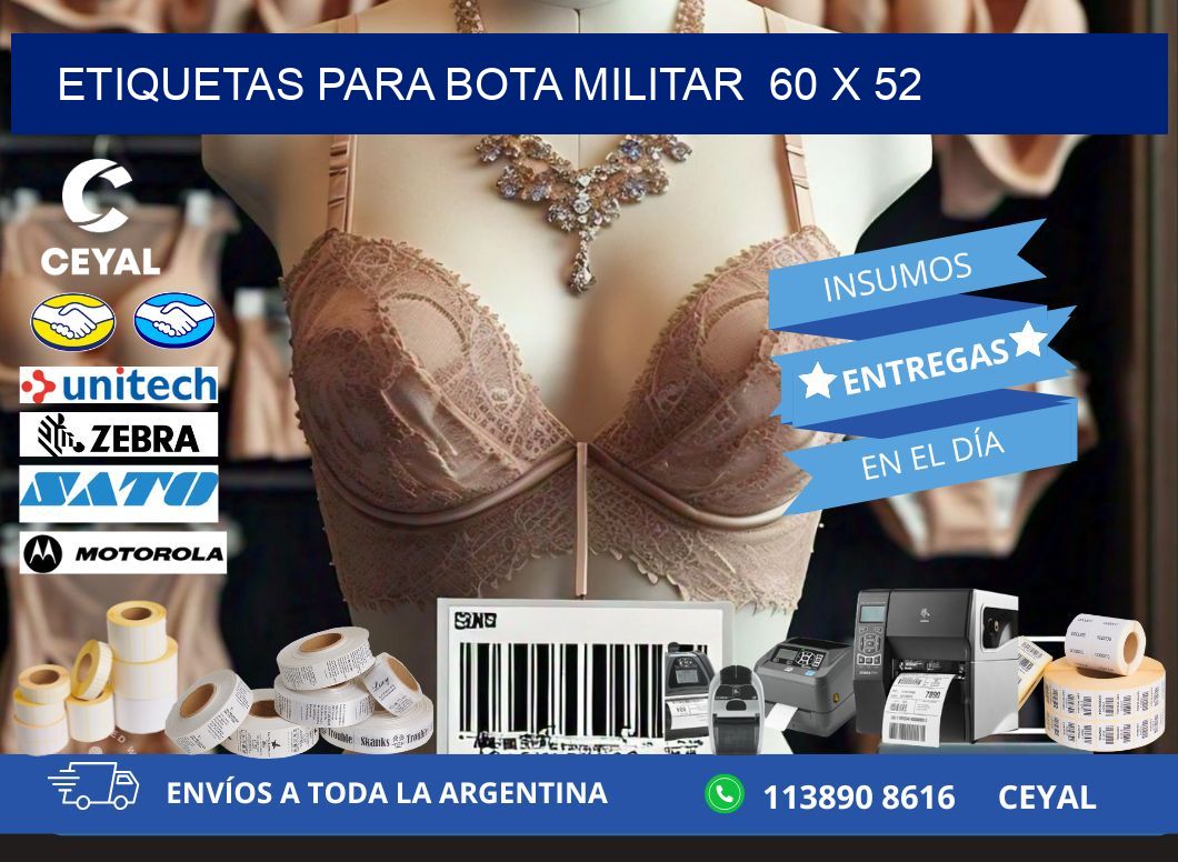ETIQUETAS PARA BOTA MILITAR  60 x 52