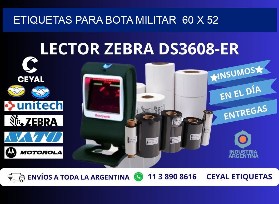 ETIQUETAS PARA BOTA MILITAR  60 x 52