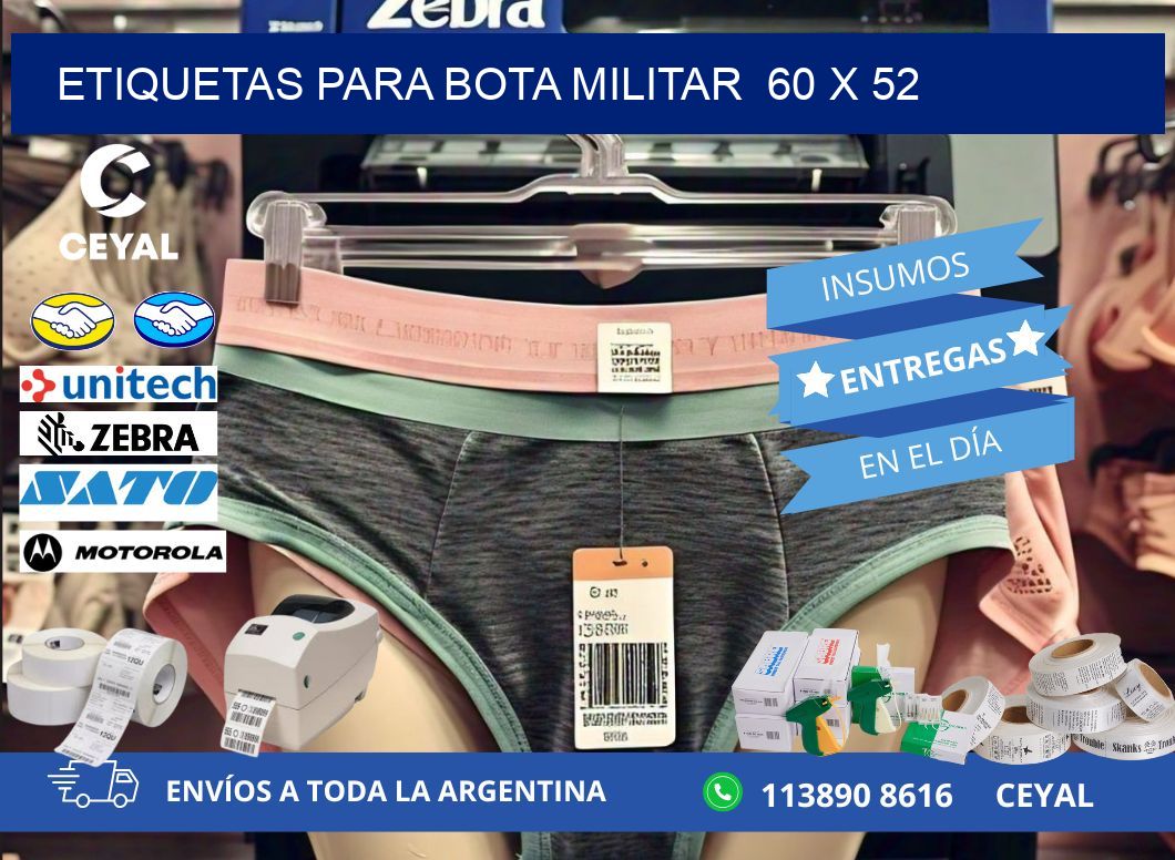 ETIQUETAS PARA BOTA MILITAR  60 x 52