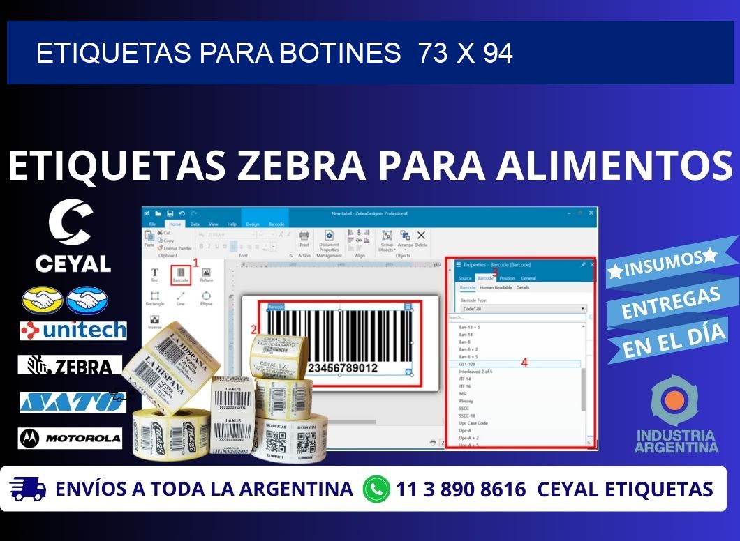 ETIQUETAS PARA BOTINES  73 x 94