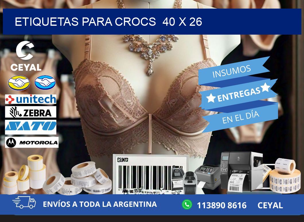 ETIQUETAS PARA CROCS  40 x 26