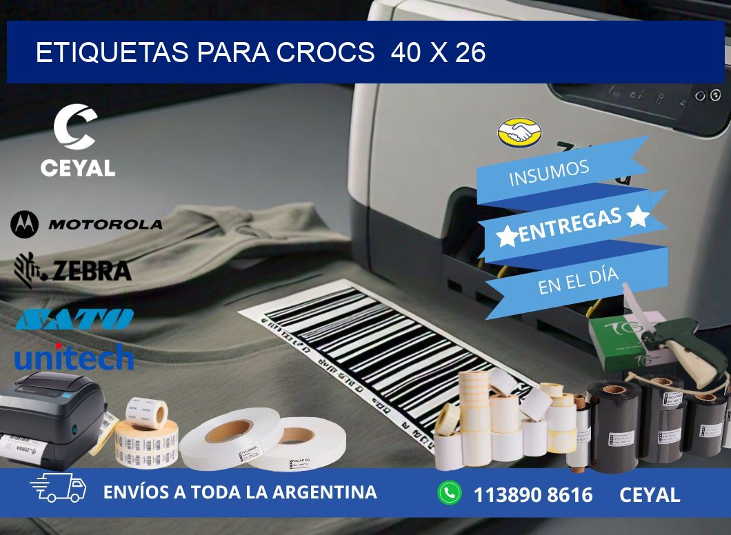 ETIQUETAS PARA CROCS  40 x 26