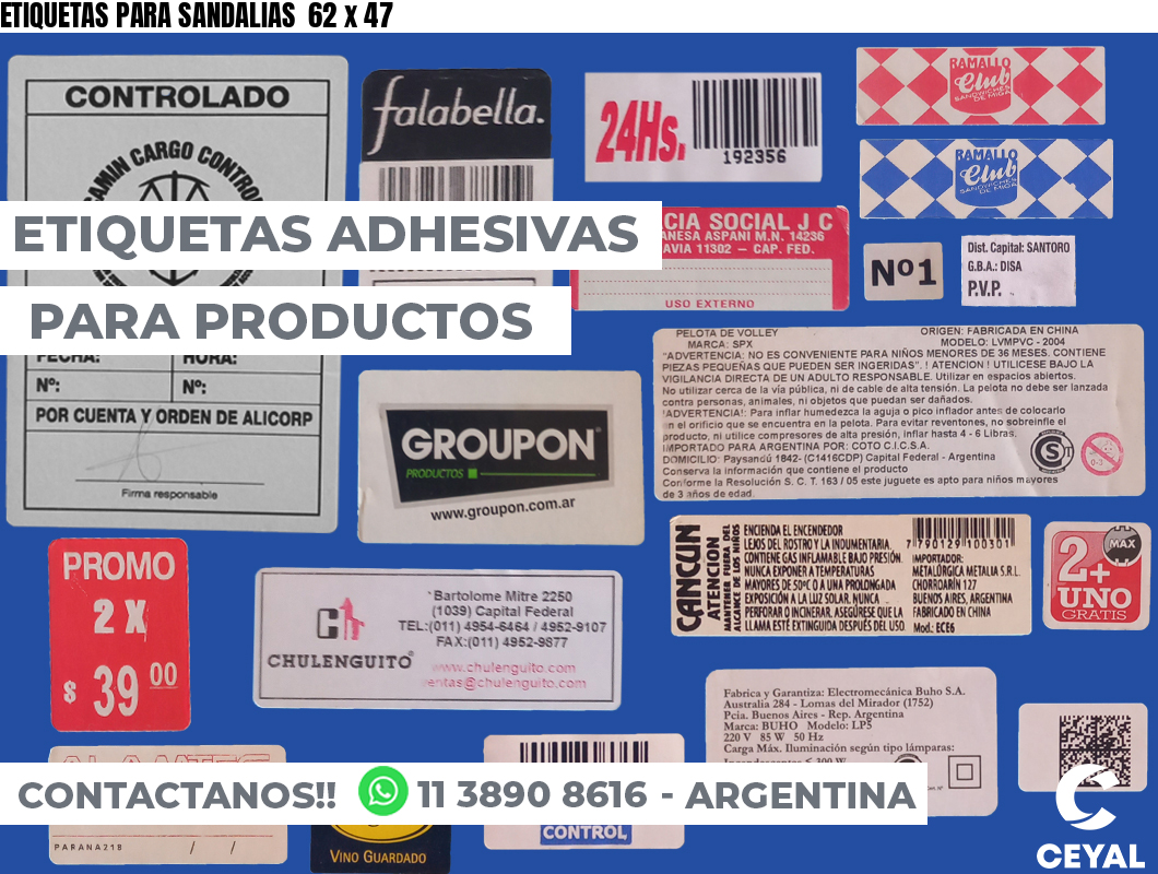 ETIQUETAS PARA SANDALIAS  62 x 47